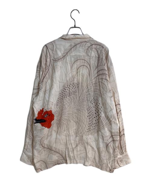 Gakkin（ガッキン）GAKKIN (ガッキン) BUDSPOOL (バッズプール) 渦軍鶏 L/S HAWAIIAN SHIRT/ハワイアンシャツ ベージュ サイズ:Lの古着・服飾アイテム