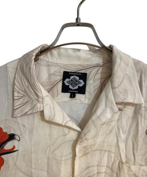 Gakkin（ガッキン）GAKKIN (ガッキン) BUDSPOOL (バッズプール) 渦軍鶏 L/S HAWAIIAN SHIRT/ハワイアンシャツ ベージュ サイズ:Lの古着・服飾アイテム