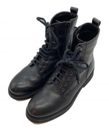 FABIO RUSCONI（ファビオルスコーニ）の古着「ラウンドトゥレースアップショートブーツ」｜ブラック