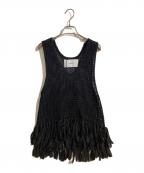 ADAWASアダワス）の古着「フリンジメッシュベスト」｜ブラック