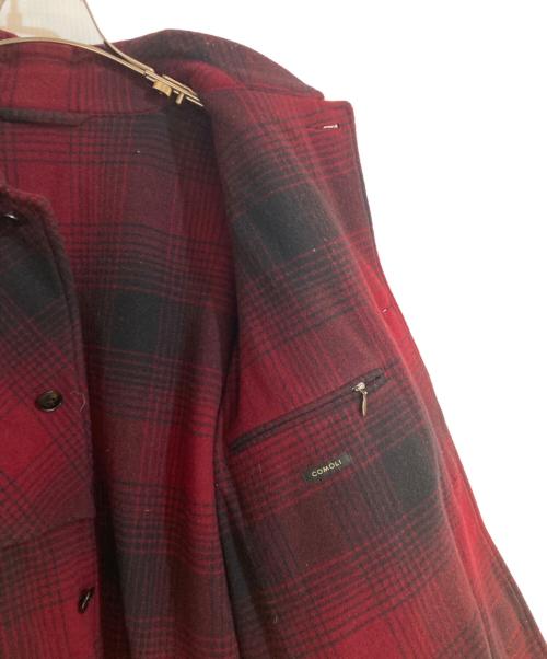 COMOLI（コモリ）COMOLI (コモリ) ナッピングウールチェックマッキノウクルーザー レッド サイズ:2の古着・服飾アイテム