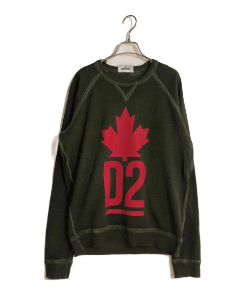 DSQUARED2（ディースクエアード）DSQUARED2 (ディースクエアード) クルーネックスウェット グリーン サイズ:Mの古着・服飾アイテム
