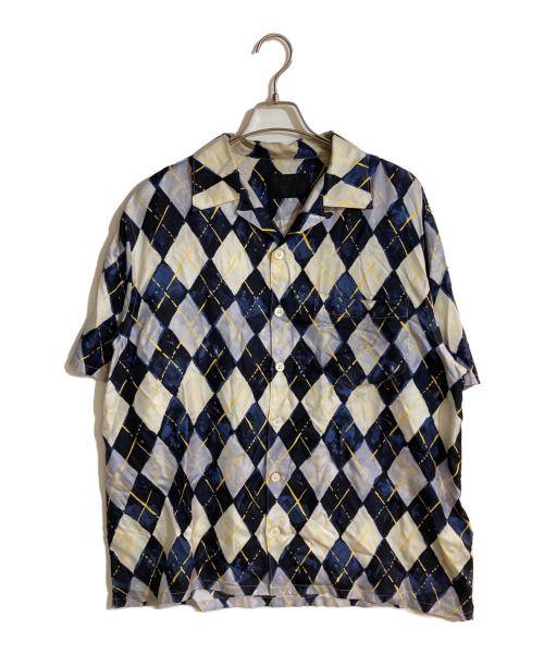 PRADA（プラダ）PRADA (プラダ) アーガイルパターンシルクシャツ ネイビー サイズ:XLの古着・服飾アイテム
