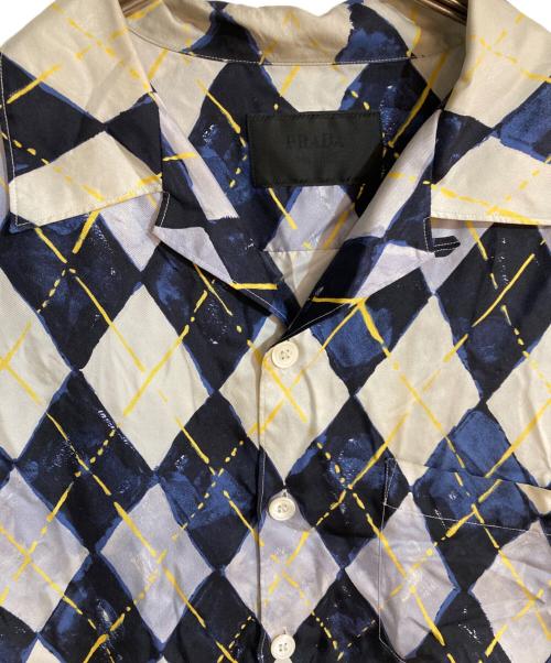 PRADA（プラダ）PRADA (プラダ) アーガイルパターンシルクシャツ ネイビー サイズ:XLの古着・服飾アイテム