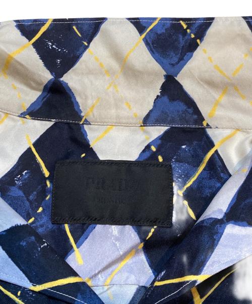 PRADA（プラダ）PRADA (プラダ) アーガイルパターンシルクシャツ ネイビー サイズ:XLの古着・服飾アイテム