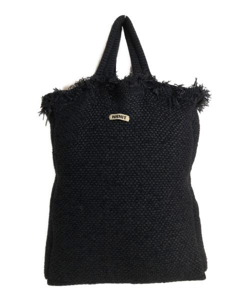 NKNIT（エヌニット）NKNIT (ンニット) fringe knit big bag ネイビーの古着・服飾アイテム