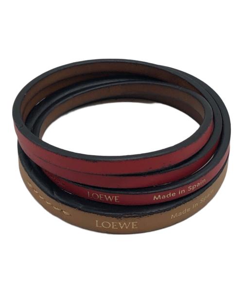 LOEWE（ロエベ）LOEWE (ロエベ) ダブルバングルセット レッド×ブラウンの古着・服飾アイテム