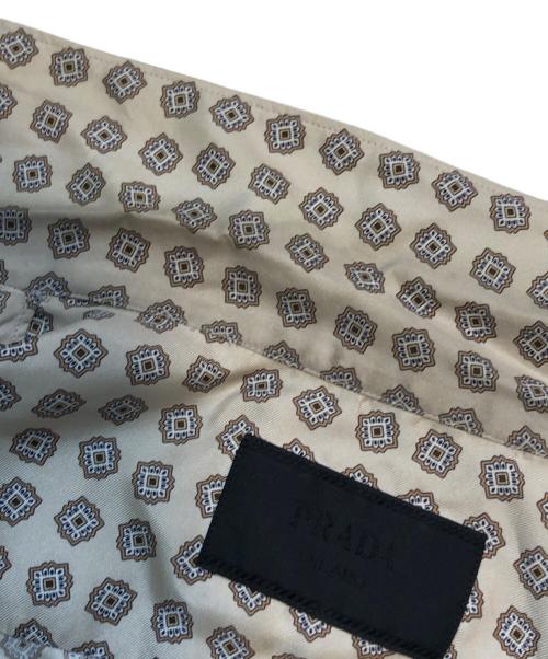 PRADA（プラダ）PRADA (プラダ) 総柄シルク半袖シャツ ベージュ サイズ:XLの古着・服飾アイテム