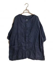 Porter Classic（ポータークラシック）の古着「LINEN BASEBALL SHIRT/リネンベースボールシャツ」｜ネイビー