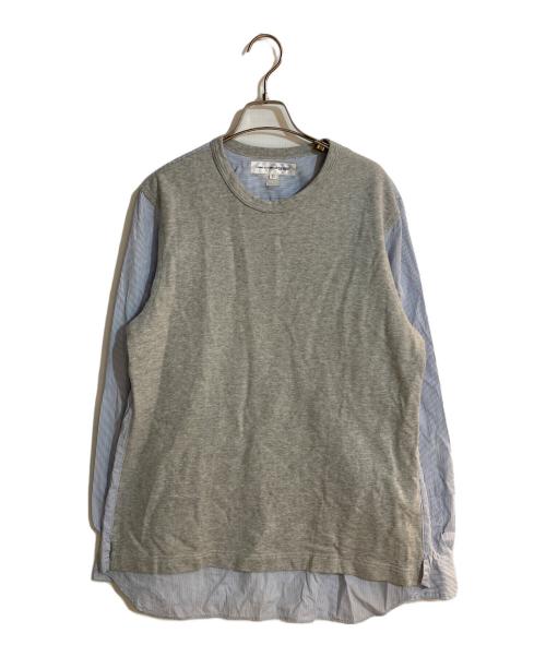 COMME des GARCONS SHIRT（コムデギャルソンシャツ）COMME des GARCONS SHIRT (コムデギャルソンシャツ) ストライプシャツドッキングカットソー グレー サイズ:Ｌの古着・服飾アイテム