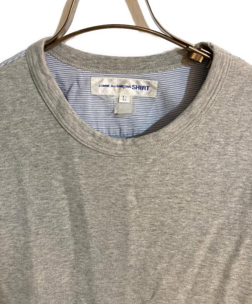 COMME des GARCONS SHIRT（コムデギャルソンシャツ）COMME des GARCONS SHIRT (コムデギャルソンシャツ) ストライプシャツドッキングカットソー グレー サイズ:Ｌの古着・服飾アイテム