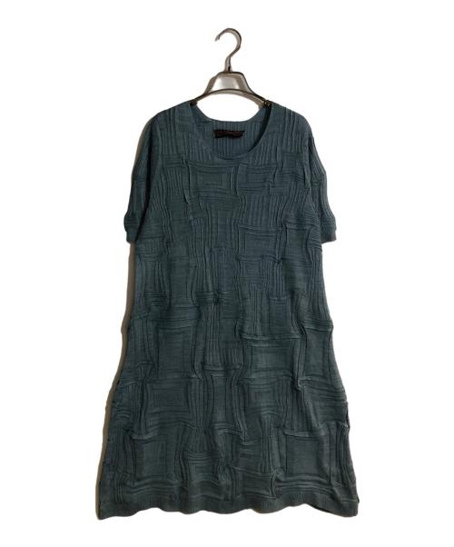 M.&KYOKO（エムアンドキョウコ）M.&KYOKO (エムアンドキョウコ) シワ加工ニットワンピース ブルー サイズ:FREEの古着・服飾アイテム