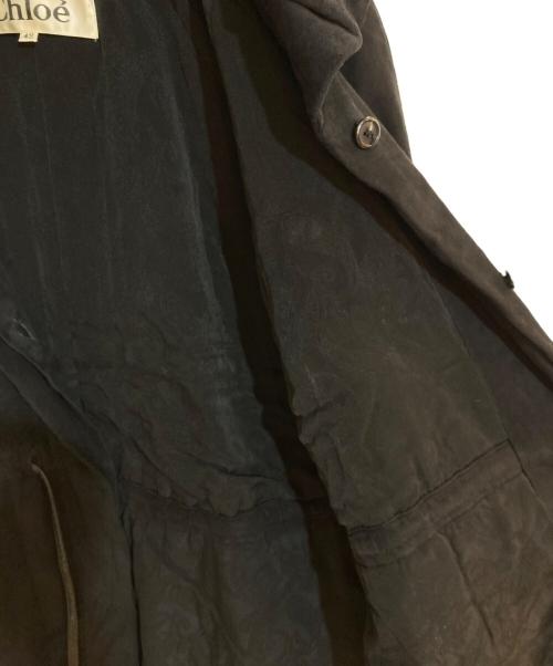 Chloe（クロエ）Chloe (クロエ) ドローストーリングラムレザースウェードコート ブラック サイズ:Ｌの古着・服飾アイテム