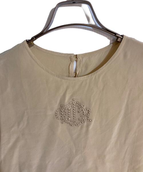 Christian Dior（クリスチャン ディオール）Christian Dior (クリスチャン ディオール) シルクエンブロイダリーブラウス アイボリー サイズ:Mの古着・服飾アイテム