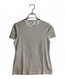 CELINE（セリーヌ）の古着「マカダムロゴプリントカットソー」｜ホワイト×グレー