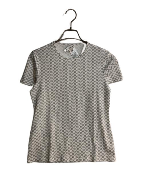 CELINE（セリーヌ）CELINE (セリーヌ) マカダムロゴプリントカットソー ホワイト×グレー サイズ:Ｌの古着・服飾アイテム
