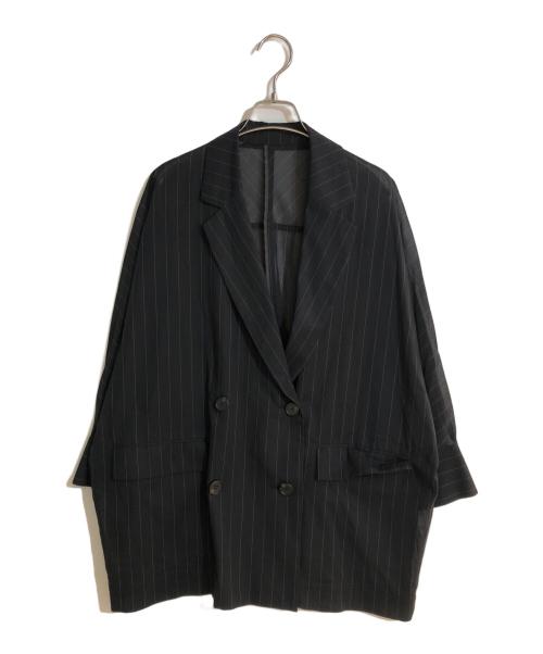 journal standard L'essage（ジャーナルスタンダード レサージュ）journal standard L'essage (ジャーナルスタンダード レサージュ) シアーストライプ/ムジ ドルマンジャケット ブラック サイズ:不明の古着・服飾アイテム