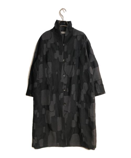 FUGA FUGA（フーガフーガ）FUGA FUGA (フーガフーガ) ショールカラーパッチワークコート ブラック×グレー サイズ:FREEの古着・服飾アイテム