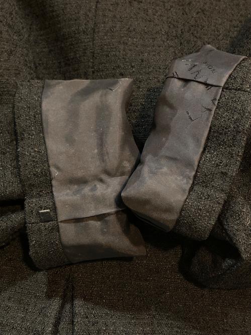 LANVIN NOIR（ランバン ノワール）LANVIN NOIR (ランバン ノワール) ツイードライクショールカラーコート ブラック サイズ:Mの古着・服飾アイテム