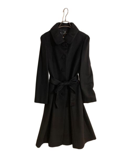 LANVIN NOIR（ランバン ノワール）LANVIN NOIR (ランバン ノワール) カシミヤ混ラウンドカラーロングコート ブラック サイズ:Mの古着・服飾アイテム