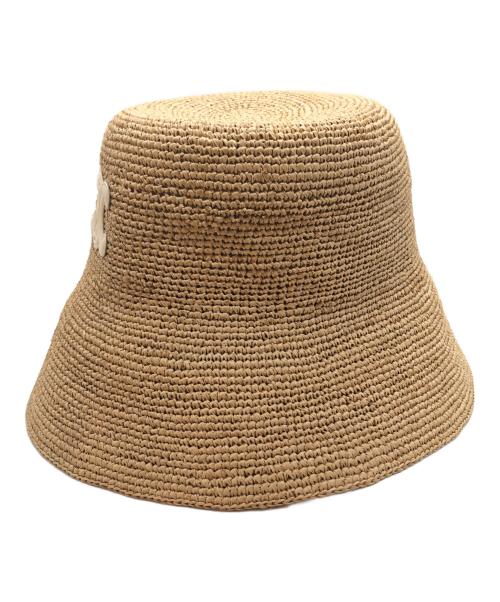 CELINE（セリーヌ）CELINE (セリーヌ) トリオンフバケットハット ラフィア ハニー/クリーム サイズ:1の古着・服飾アイテム