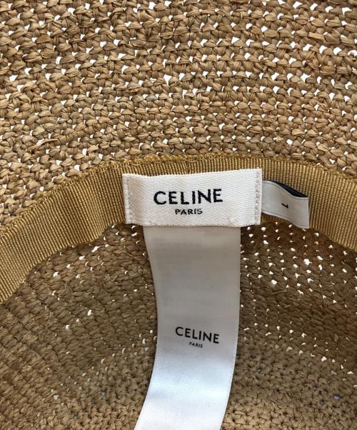 CELINE（セリーヌ）CELINE (セリーヌ) トリオンフバケットハット ラフィア ハニー/クリーム サイズ:1の古着・服飾アイテム