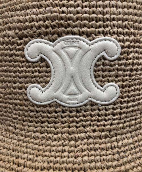 CELINE（セリーヌ）CELINE (セリーヌ) トリオンフバケットハット ラフィア ハニー/クリーム サイズ:1の古着・服飾アイテム