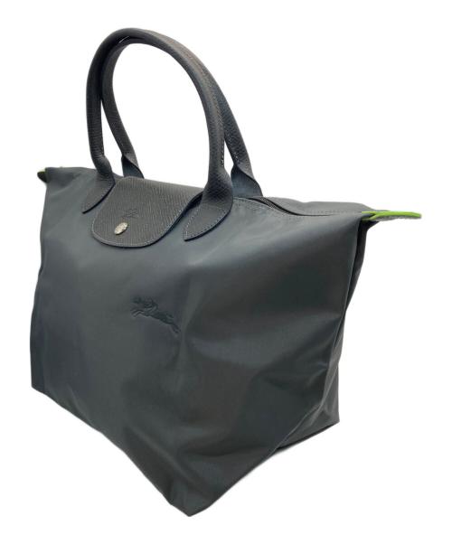 LONGCHAMP（ロンシャン）LONGCHAMP (ロンシャン) ル プリアージュR グリーン M トップハンドルバッグ グラファイト - リサイクルキャンバス グレーの古着・服飾アイテム