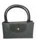 中古・古着 LONGCHAMP (ロンシャン) ル プリアージュR グリーン M トップハンドルバッグ グラファイト - リサイクルキャンバス グレー：15000円
