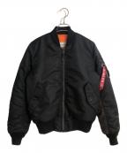 ALPHA×GOODENOUGH×Harris Tweedアルファ××ハリスツイード）の古着「切替MA-1ジャケット」｜ブラック