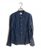 giannettoジャンネット）の古着「リネンバンドカラーシャツ」｜ネイビー