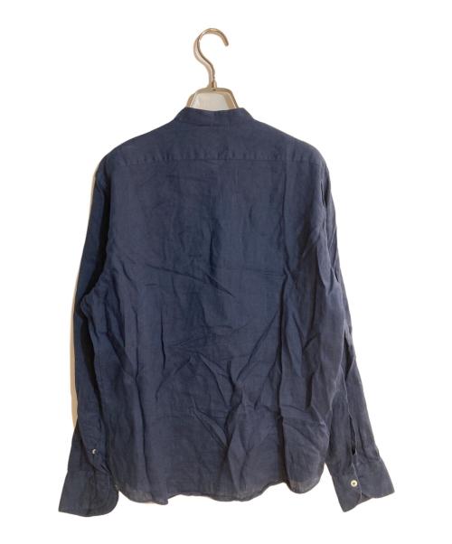 giannetto（ジャンネット）giannetto (ジャンネット) リネンバンドカラーシャツ ネイビー サイズ:16 1/2の古着・服飾アイテム