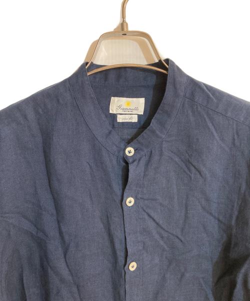 giannetto（ジャンネット）giannetto (ジャンネット) リネンバンドカラーシャツ ネイビー サイズ:16 1/2の古着・服飾アイテム