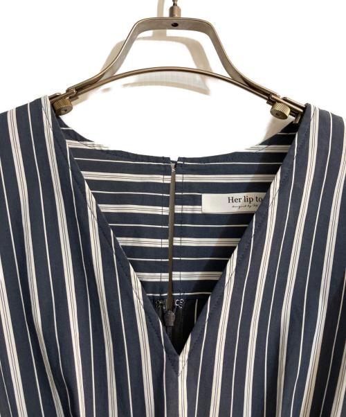 HER LIP TO（ハーリップトゥ）Her lip to (ハーリップトゥ) Lover Back Ribbon Dress/ラヴァー バック リボン ドレス ネイビー サイズ:Sの古着・服飾アイテム