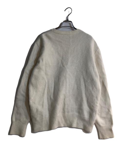maison kitsune（メゾンキツネ）maison kitsune (メゾンキツネ) 刺繍クルーネックニット ホワイト サイズ:表記なしの古着・服飾アイテム