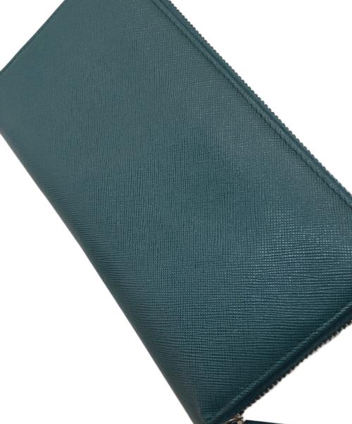 PRADA（プラダ）PRADA (プラダ) ラウンドファスナーサフィアーノウォレット グリーンの古着・服飾アイテム