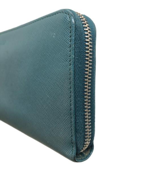 PRADA（プラダ）PRADA (プラダ) ラウンドファスナーサフィアーノウォレット グリーンの古着・服飾アイテム