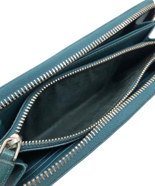 PRADA（プラダ）PRADA (プラダ) ラウンドファスナーサフィアーノウォレット グリーンの古着・服飾アイテム