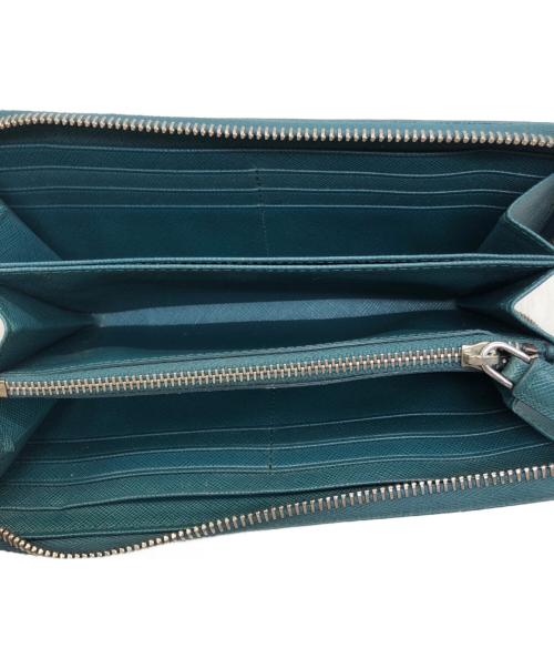 PRADA（プラダ）PRADA (プラダ) ラウンドファスナーサフィアーノウォレット グリーンの古着・服飾アイテム