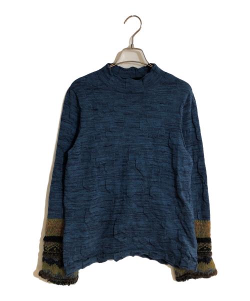 M.&KYOKO（エムアンドキョウコ）M.&KYOKO (エムアンドキョウコ) コラージュスリーブハイネックニット ブルー サイズ:FREEの古着・服飾アイテム