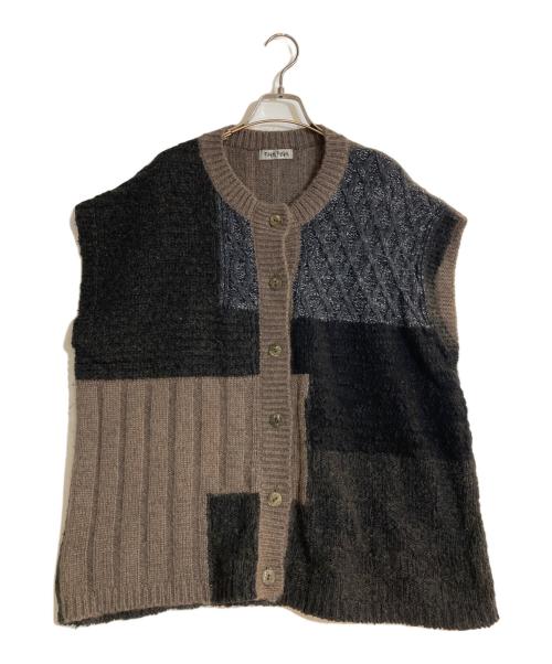 FUGA FUGA（フーガフーガ）FUGA FUGA (フーガフーガ) パッチワークニットベスト ブラウン サイズ:Fの古着・服飾アイテム