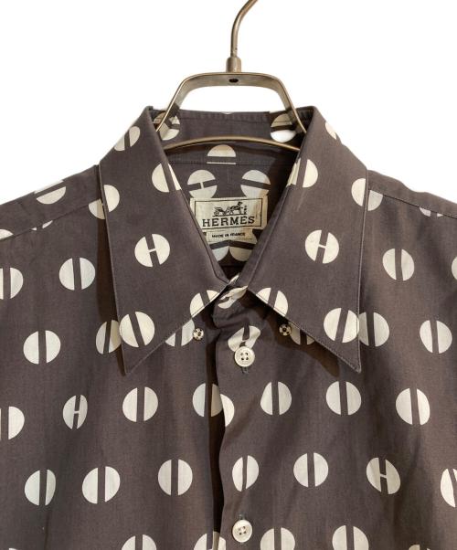 HERMES（エルメス）HERMES (エルメス) セリエボタンドットパターンシャツ ネイビー サイズ:Ｌの古着・服飾アイテム