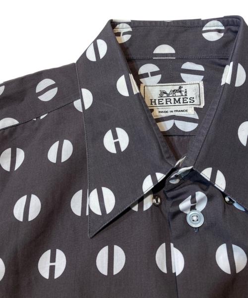 HERMES（エルメス）HERMES (エルメス) セリエボタンドットパターンシャツ ネイビー サイズ:Ｌの古着・服飾アイテム