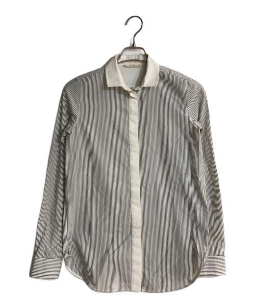 CELINE（セリーヌ）CELINE (セリーヌ) フィービー期ストライプシャツ グレー×ホワイト サイズ:Sの古着・服飾アイテム