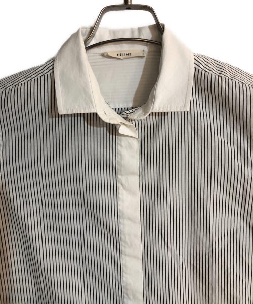 CELINE（セリーヌ）CELINE (セリーヌ) フィービー期ストライプシャツ グレー×ホワイト サイズ:Sの古着・服飾アイテム