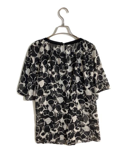 ANAYI（アナイ）ANAYI (アナイ) モノトーンフラワープリントボートネック ブラウス ブラック サイズ:38の古着・服飾アイテム