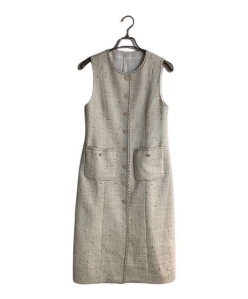 ANAYI（アナイ）ANAYI (アナイ) ラメスラブツイードジレワンピース ホワイト サイズ:38の古着・服飾アイテム