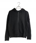 MONCLERモンクレール）の古着「フードロゴ刺繍ハーフジップパーカー」｜ブラック