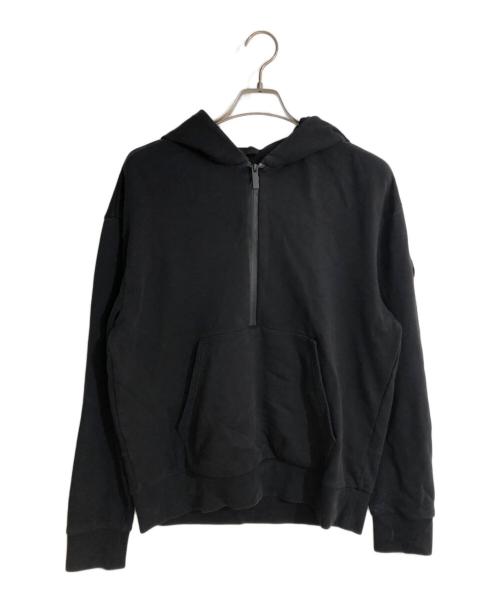MONCLER（モンクレール）MONCLER (モンクレール) フードロゴ刺繍ハーフジップパーカー ブラック サイズ:Ｌの古着・服飾アイテム