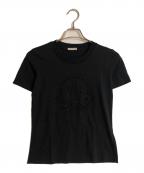 MONCLERモンクレール）の古着「ロゴラインストーンデザイン半袖Tシャツ」｜ブラック